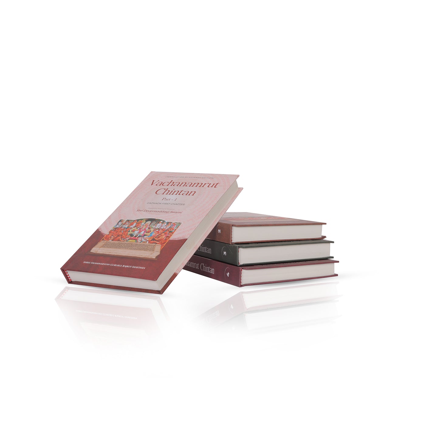 Stack of books on a white background