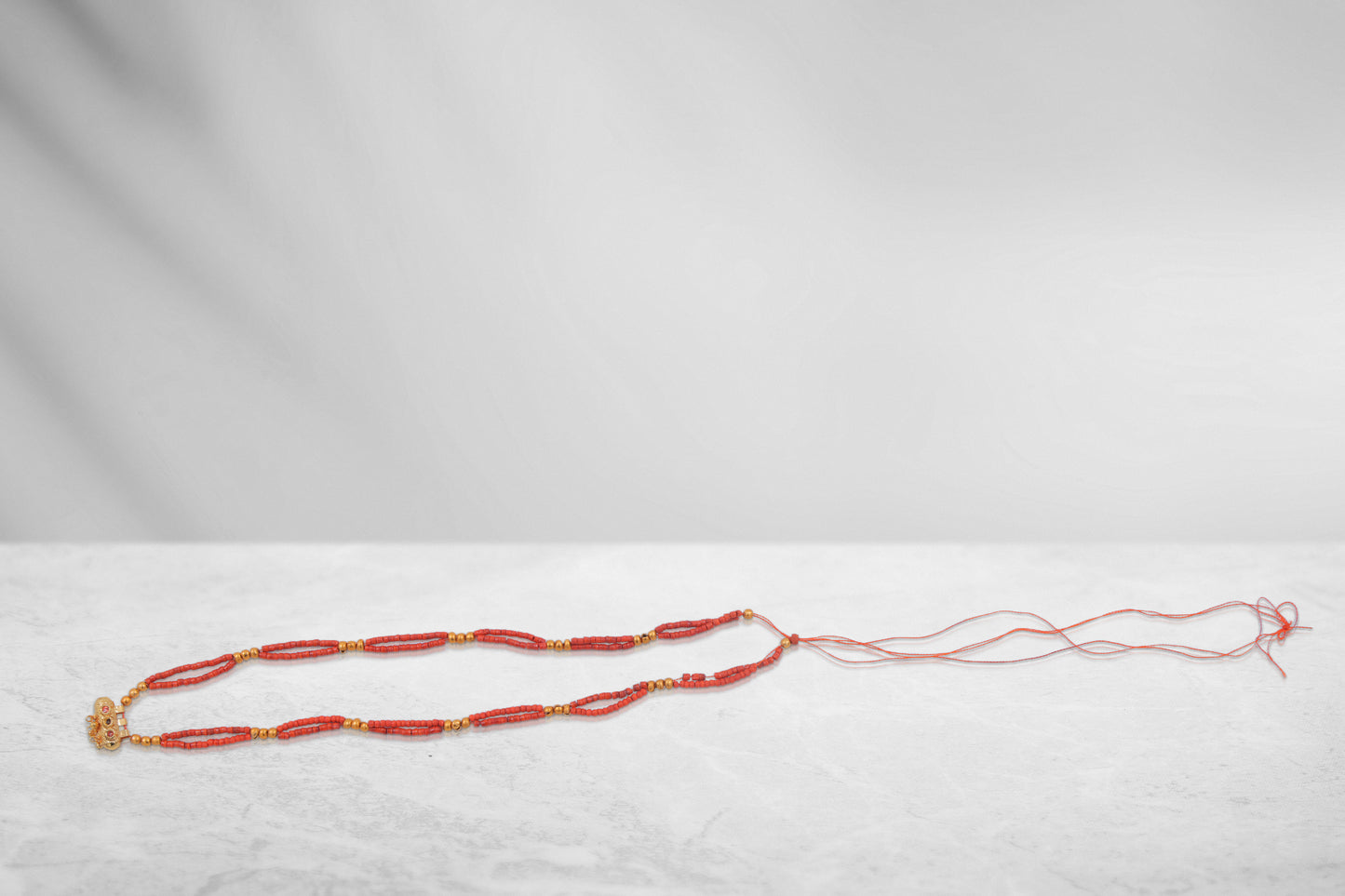 Ghughari Dodi Kanthi (Orange & Golden, 8 Inch, 1 mm beads)