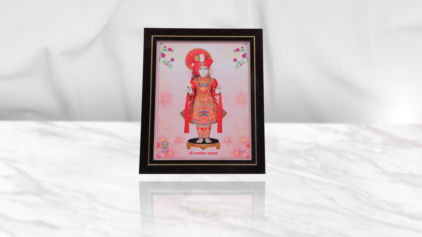 Rajkot Gurukul Ghanshyam Maharaj Photo Frem Murti - Swaminarayan Bhagwan Photo Frem Murti (8 x 10 Inch)