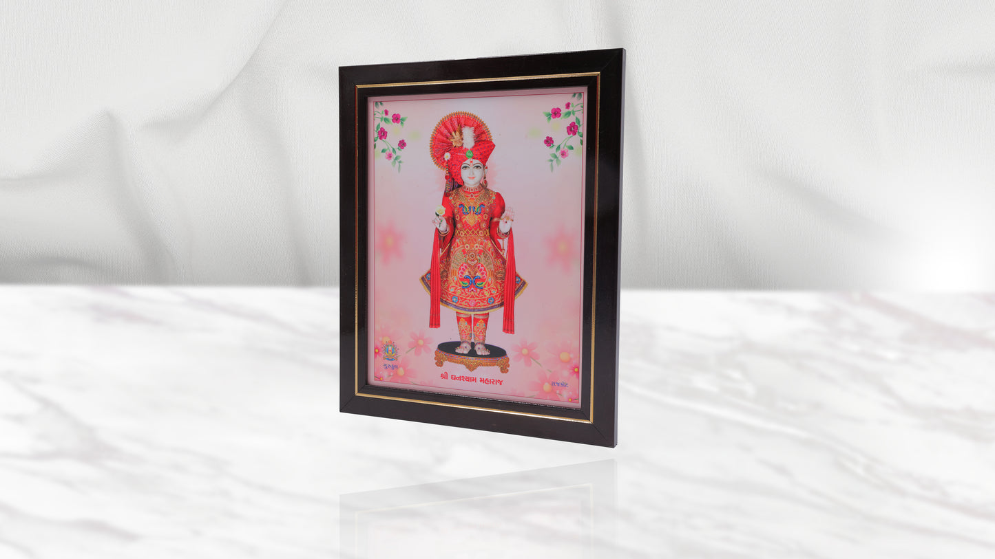 Rajkot Gurukul Ghanshyam Maharaj Photo Frem Murti - Swaminarayan Bhagwan Photo Frem Murti (8 x 10 Inch)