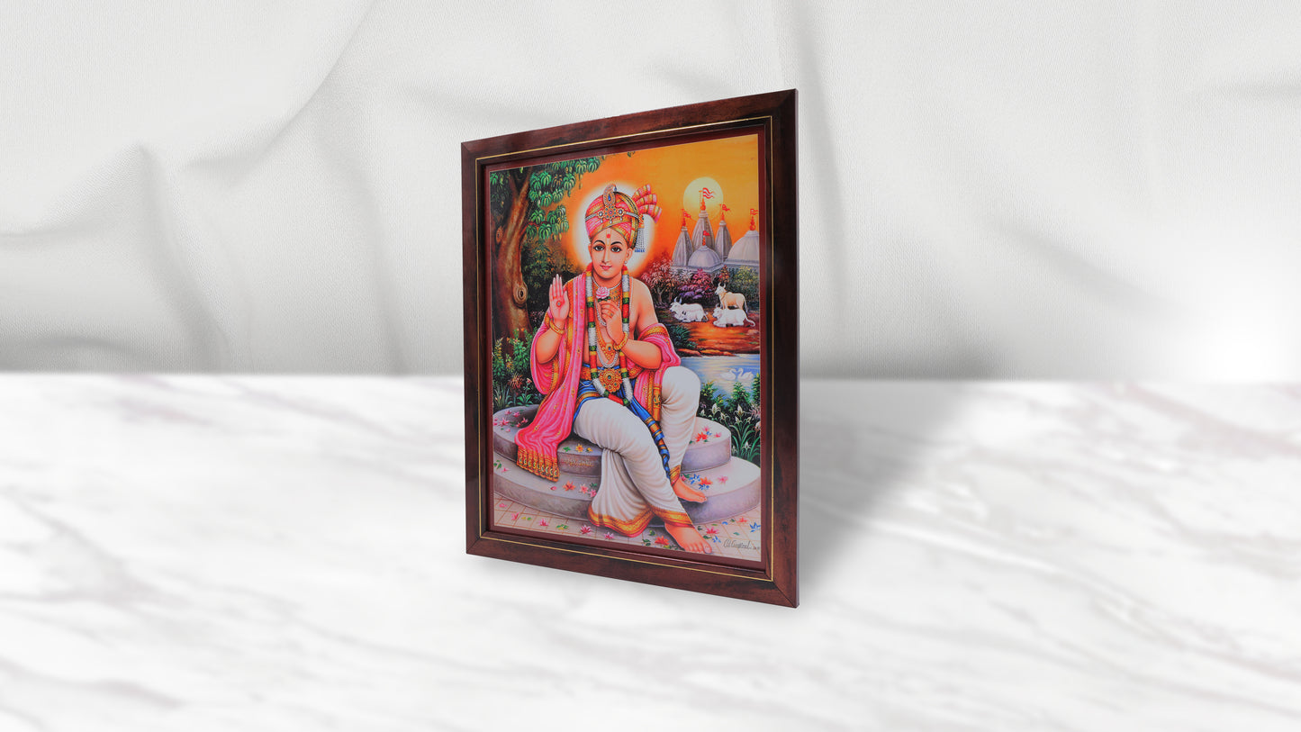 Fareni Maharaj Photo Frem Murti - Swaminarayan Bhagwan Photo Frem Murti (12 x 15 Inch)