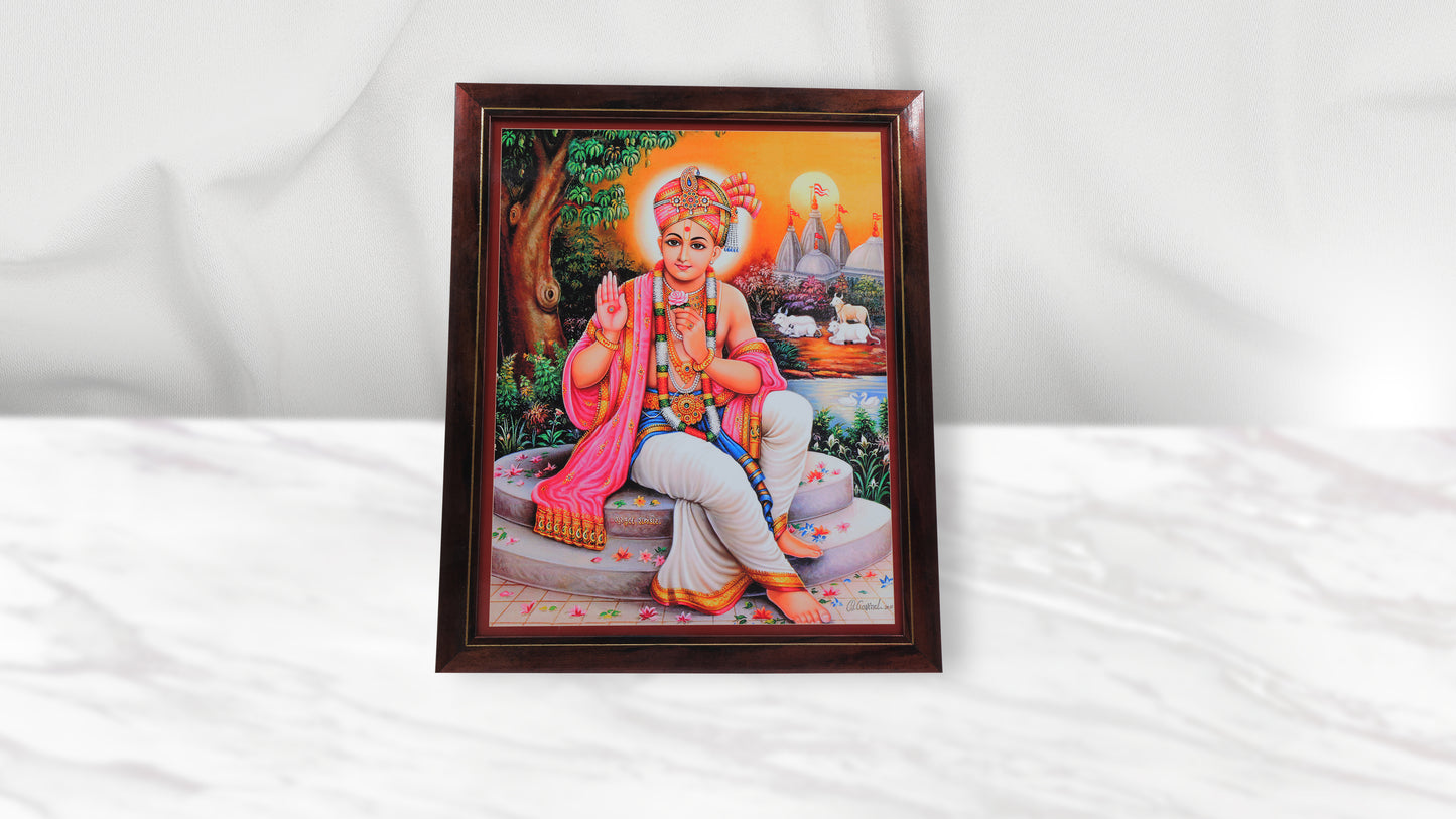 Fareni Maharaj Photo Frem Murti - Swaminarayan Bhagwan Photo Frem Murti (12 x 15 Inch)