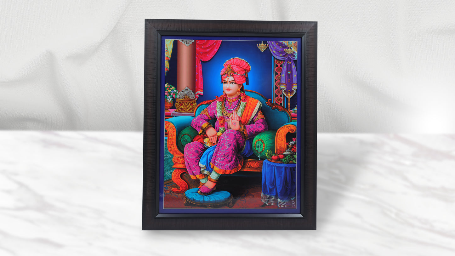 Sitting Maharaj Photo Frem Murti - Swaminarayan Bhagwan Photo Frem Murti (16 x 21 Inch)