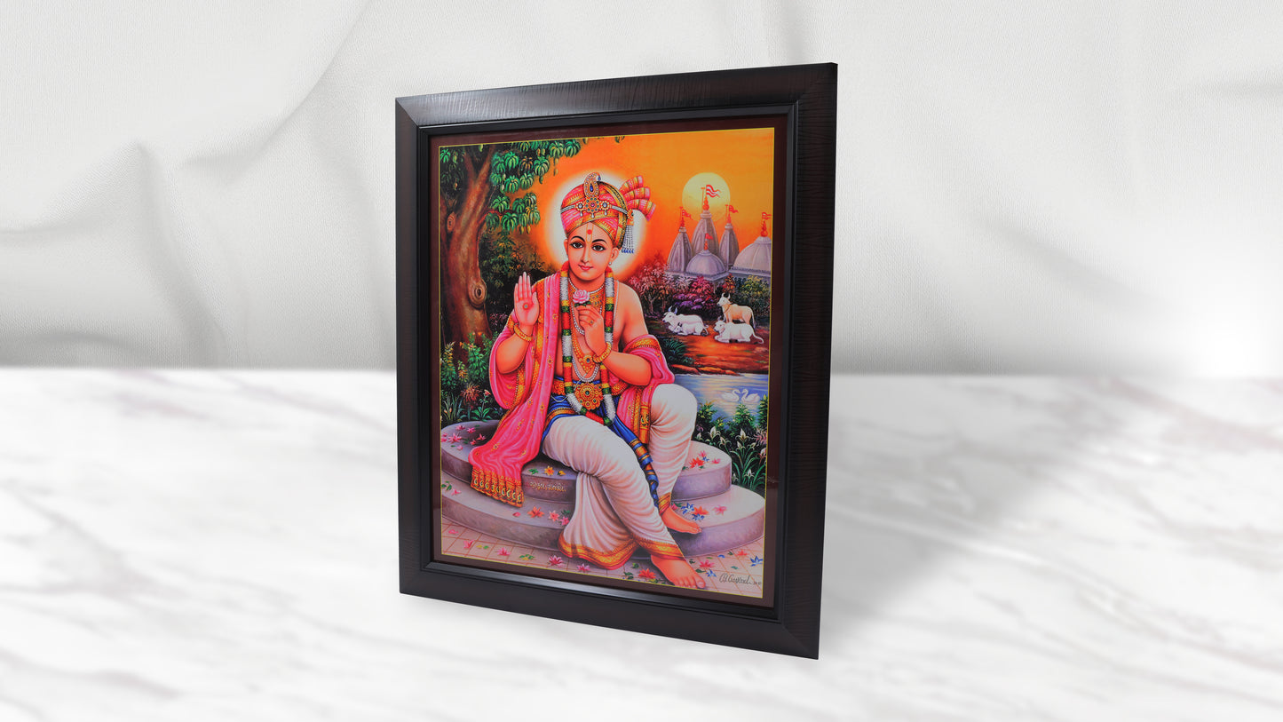Fareni Maharaj Photo Frem Murti - Swaminarayan Bhagwan Photo Frem Murti (16 x 21 Inch)