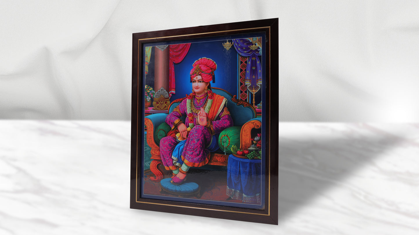 Sitting Maharaj Photo Frem Murti - Swaminarayan Bhagwan Photo Frem Murti (12 x 15 Inch)