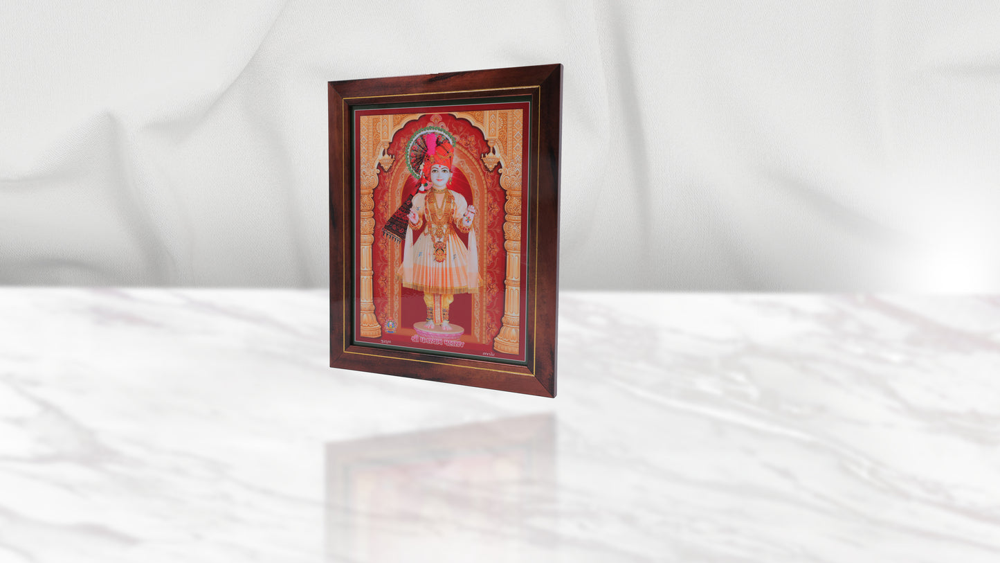 Rajkot Gurukul Ghanshyam Maharaj Photo Frem Murti - Swaminarayan Bhagwan Photo Frem Murti (8 x 10 Inch)