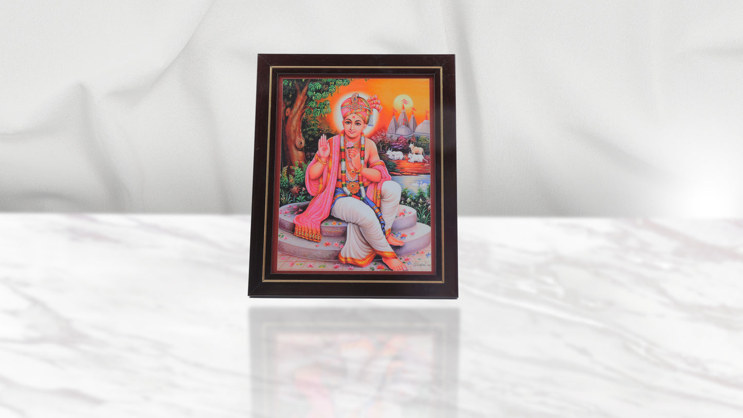 Fareni Maharaj Photo Frem Murti - Swaminarayan Bhagwan Photo Frem Murti (8 x 10 Inch)