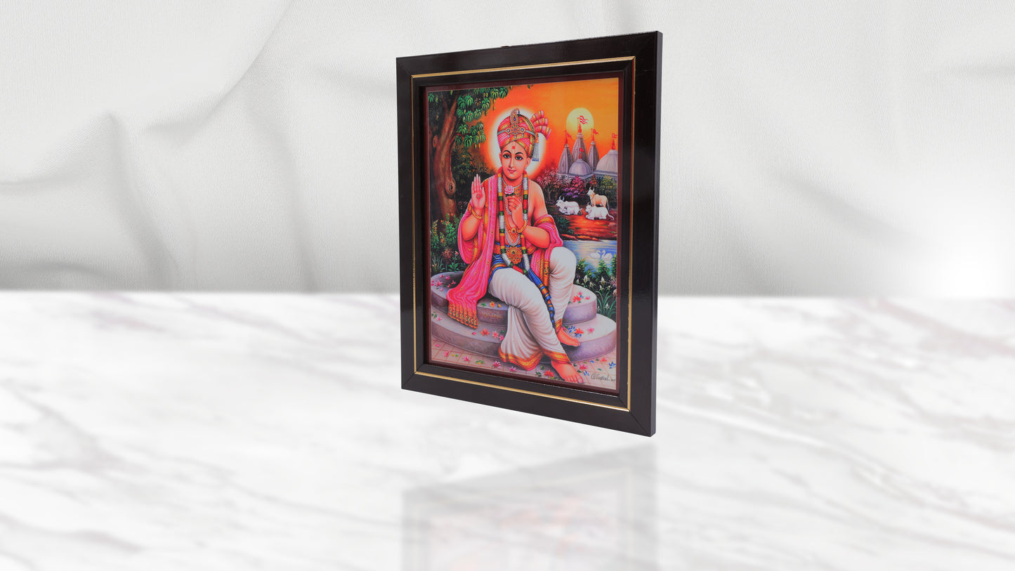 Fareni Maharaj Photo Frem Murti - Swaminarayan Bhagwan Photo Frem Murti (8 x 10 Inch)