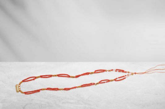 Dodi Kanthi (Orange & Golden, 8 Inch, 1 mm beads)