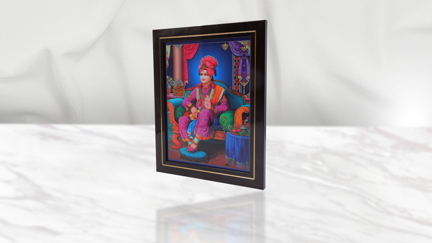 Sitting Maharaj Photo Frem Murti - Swaminarayan Bhagwan Photo Frem Murti (8 x 10 Inch)